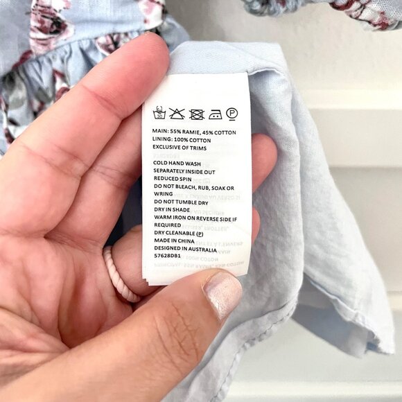 Bardot Kiah Corset Mini Dress Blue Rose Floral Linen Size XS US 2 - Picture 4 of 7